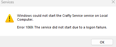 Service login failure example