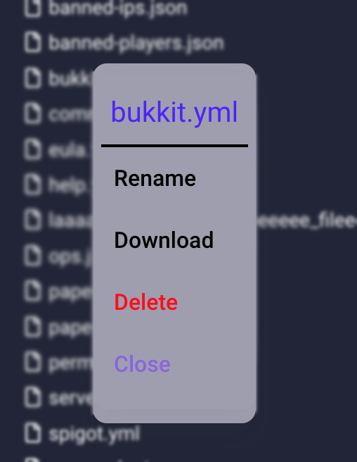 File manager context menu