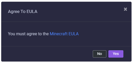 Minecraft EULA Prompt
