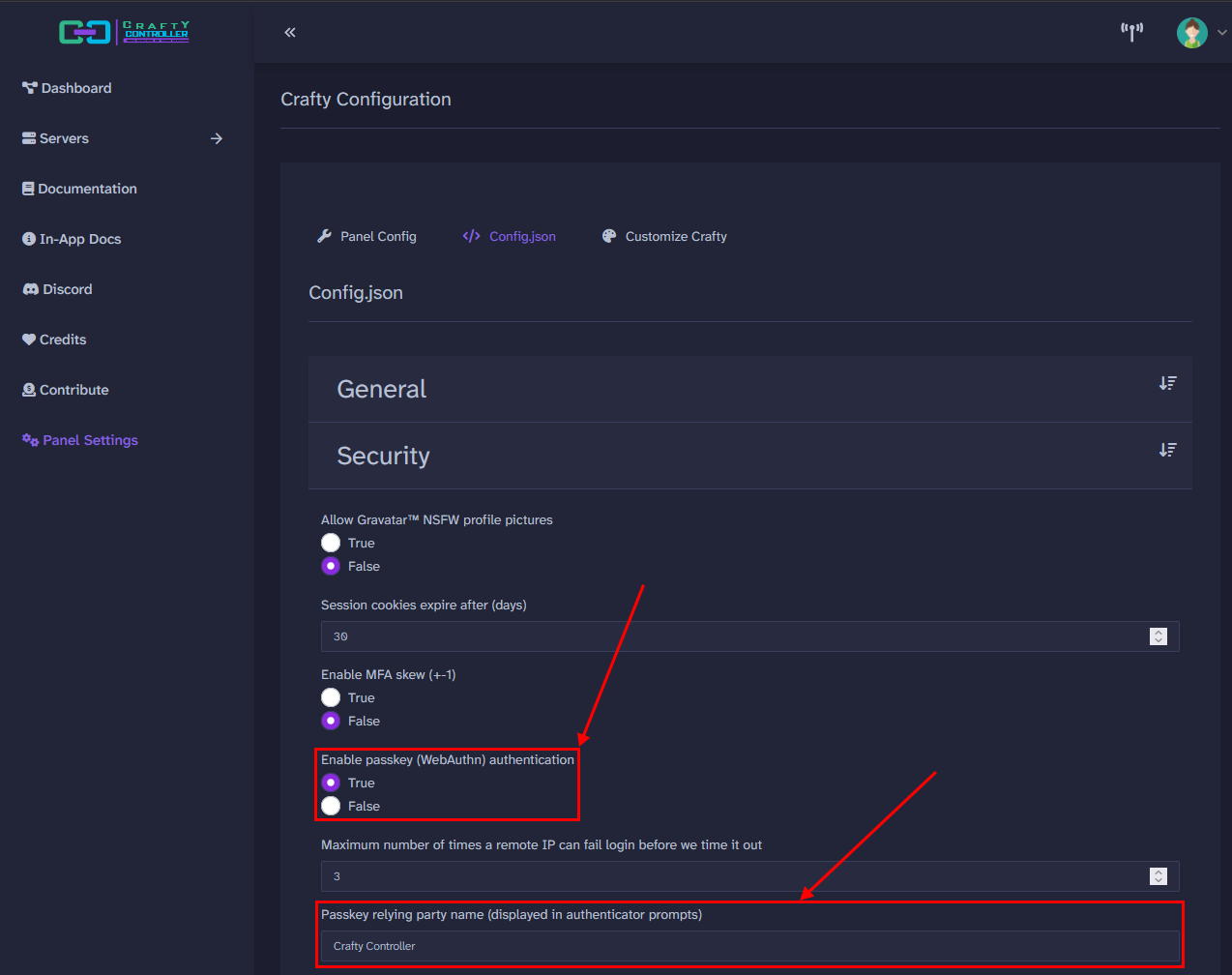 passkey admin settings