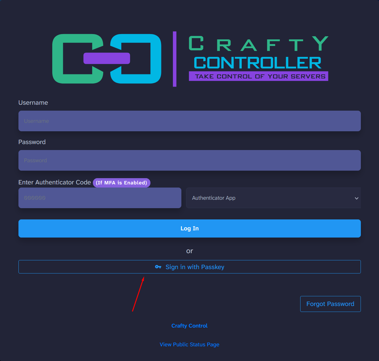 crafty passkey login example