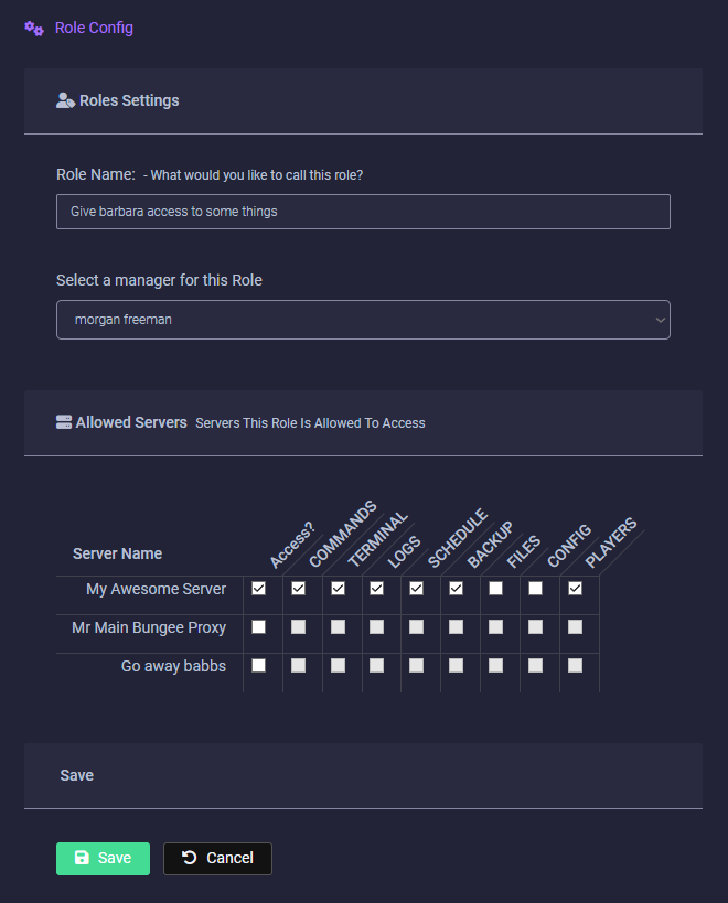 Role config overview